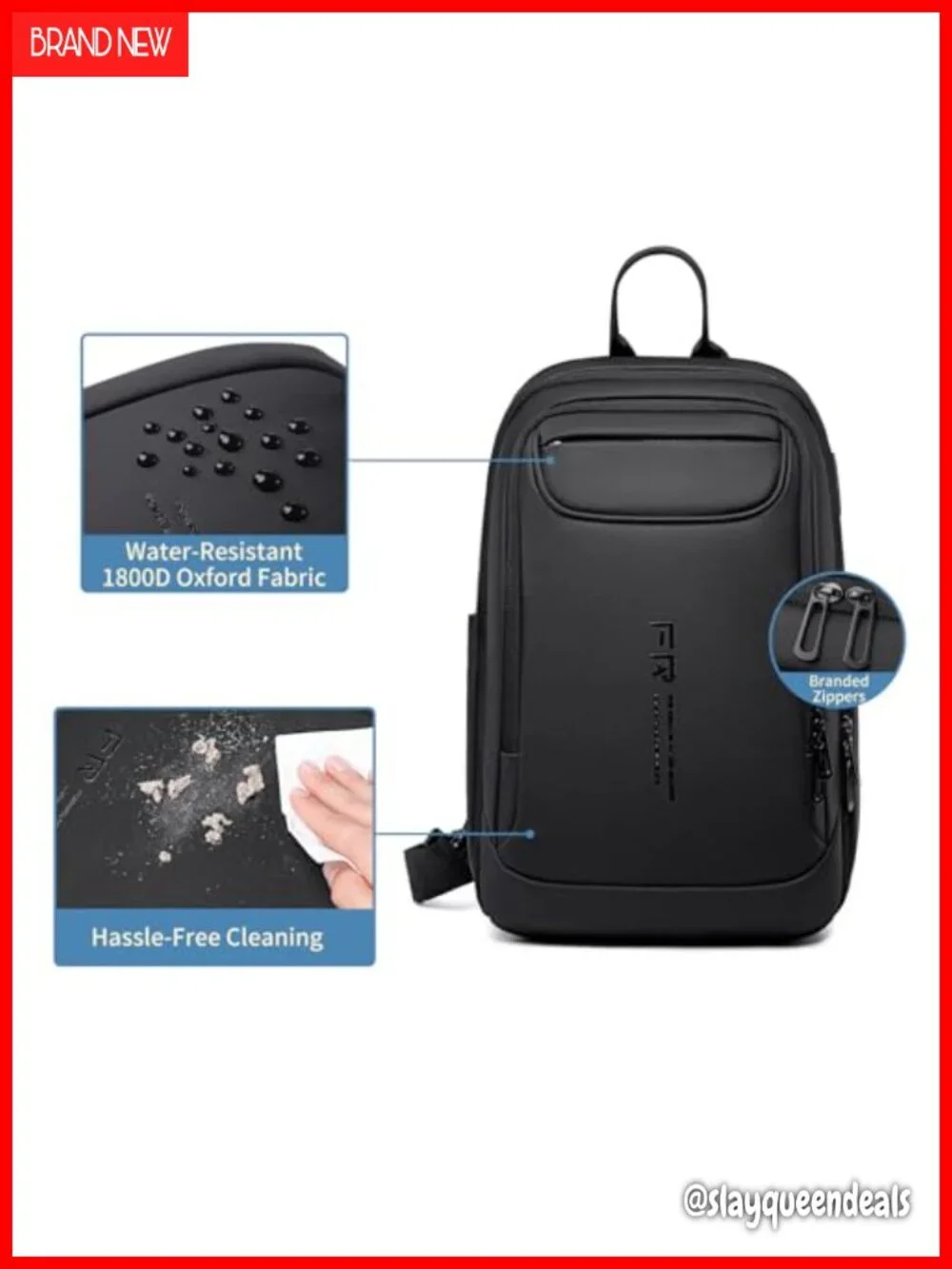 Water Resistant Sling Backpack, Padded Strap, Tablet Compartment, Travel